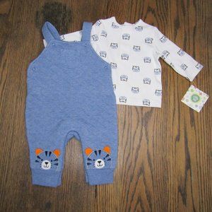 Little Me baby boys 2 piece fleece overall outfit tiger theme size 3 months